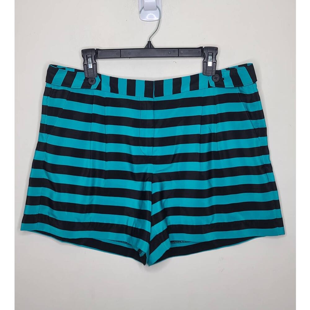 Ann Taylor Loft teal black striped shorts - 12